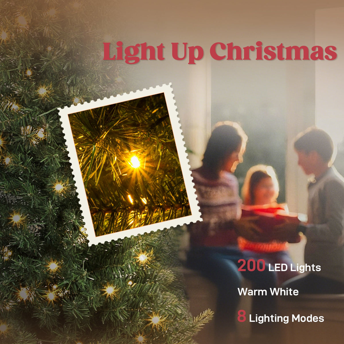 6 Ft Prelit Bent Top Christmas Tree with 200 LEDs - Slim, Whimsical Design