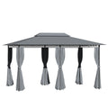 Outsunny Patio Gazebo with Curtains & Vented Roof – Sage Gray