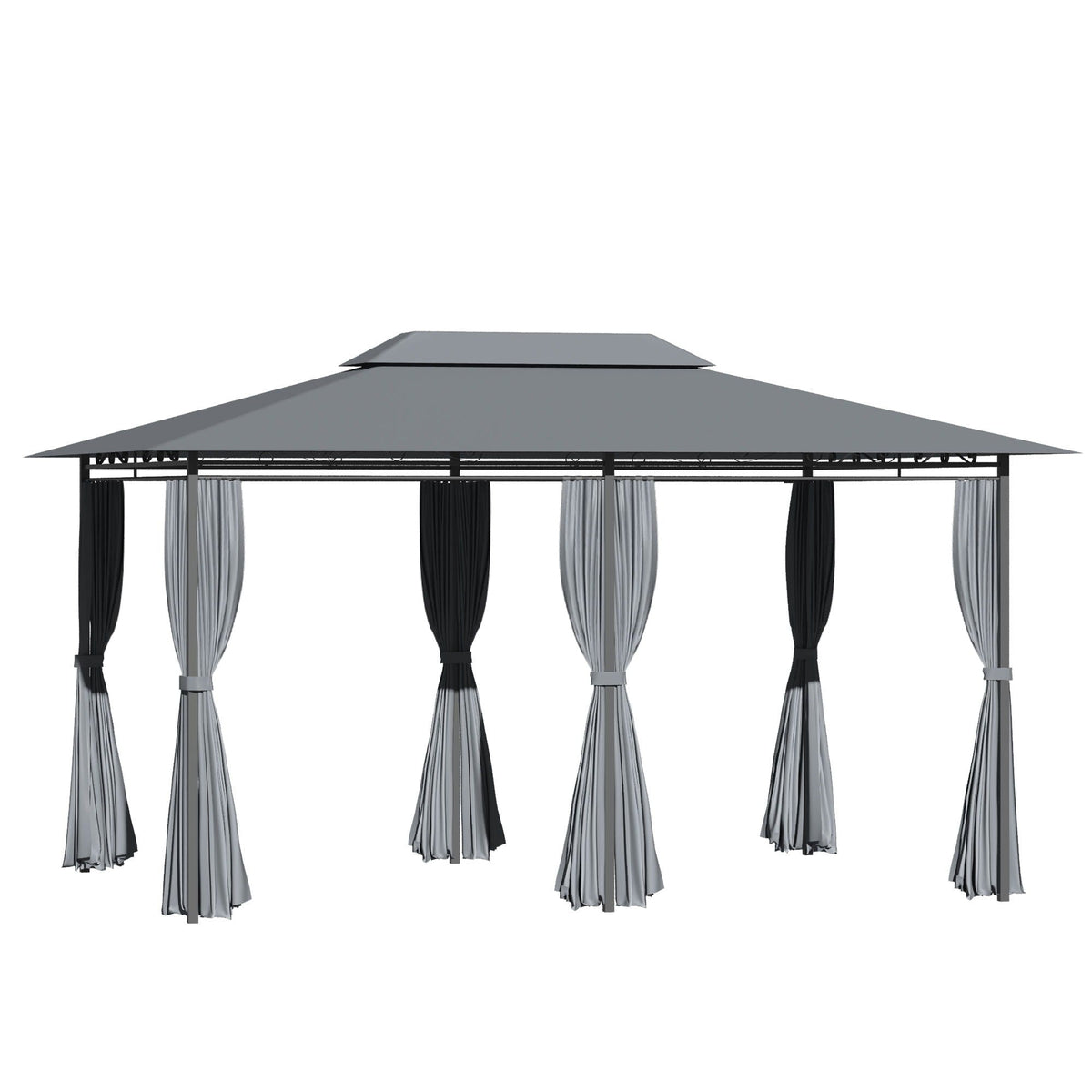 Outsunny Patio Gazebo with Curtains & Vented Roof – Sage Gray