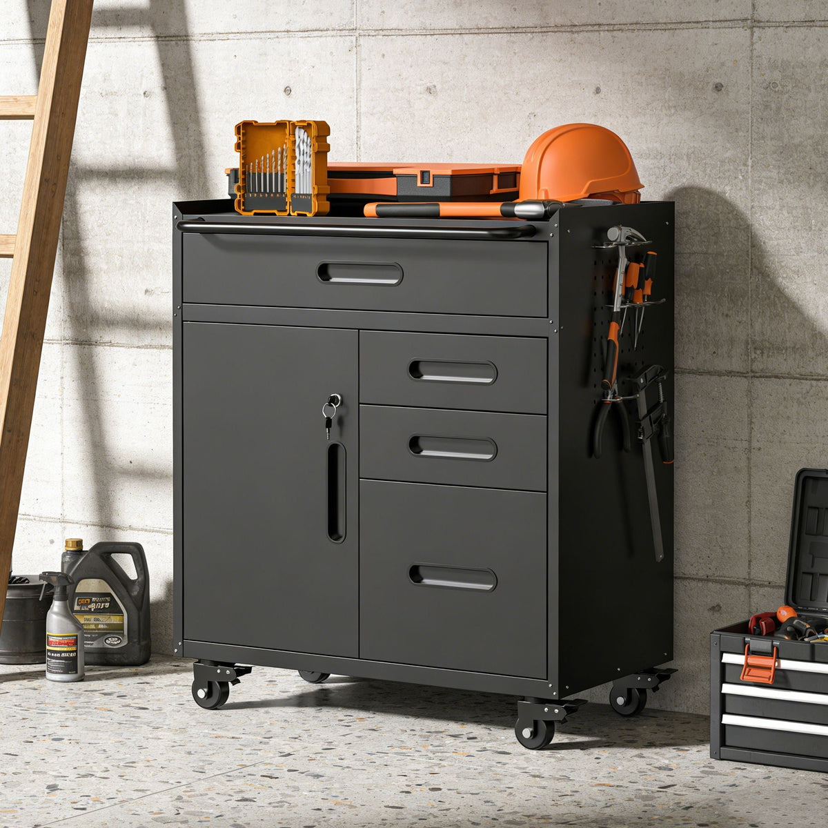 Heavy-Duty Rolling Tool Cabinet with Lockable Doors