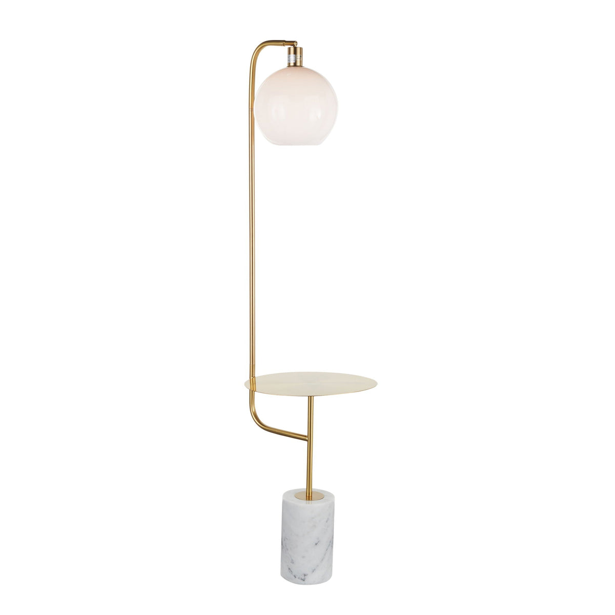Floor Lamp with Side Table & White Marble Base