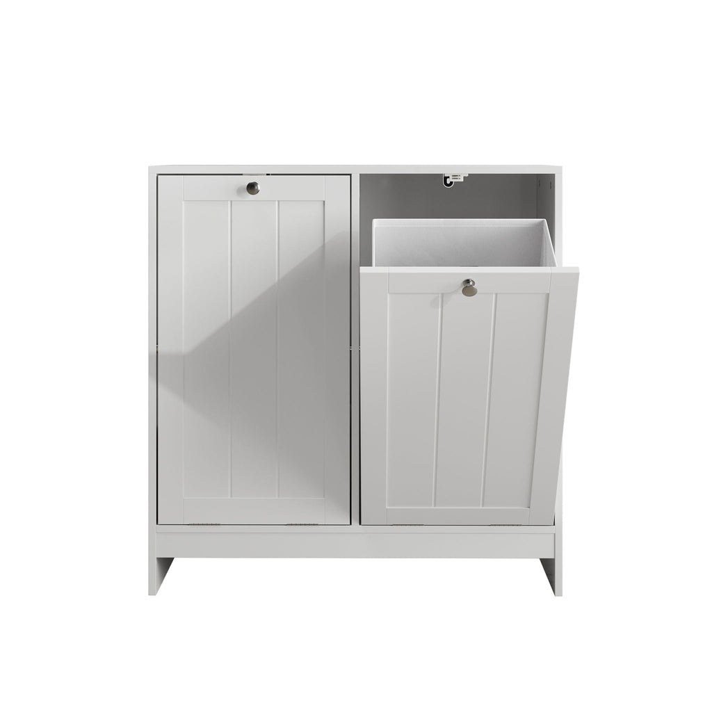 White Tilt-Out Laundry Hamper Cabinet