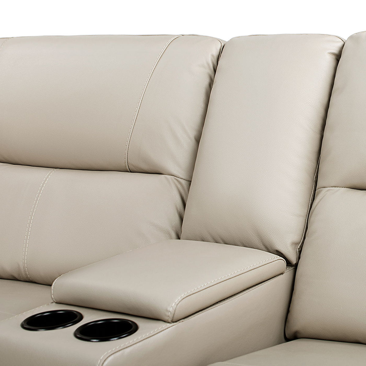 2-Seat Power Reclining Loveseat with Console & Cup Holders – Cream Taupe