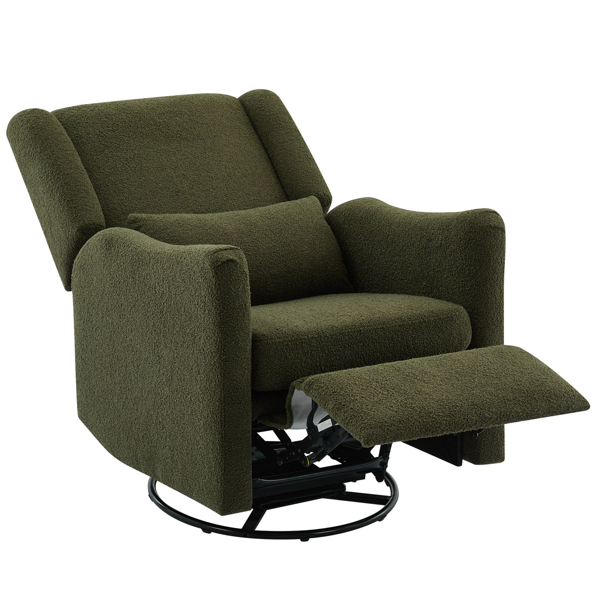 Wide Wingback 360° Swivel Glider Rocker Recliner – Dark Green or Beige