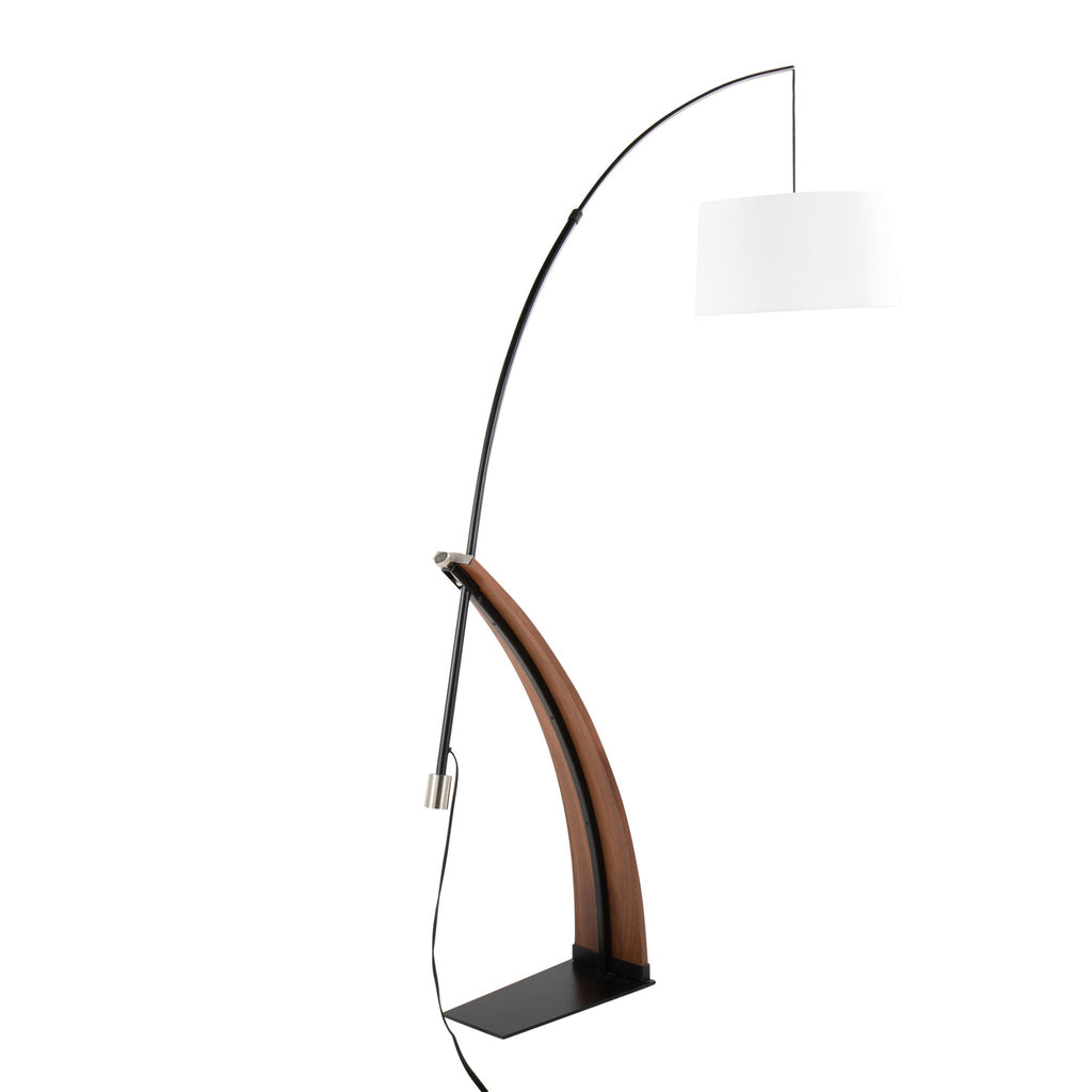 Mid-Century Floor Lamp with Wood Accent