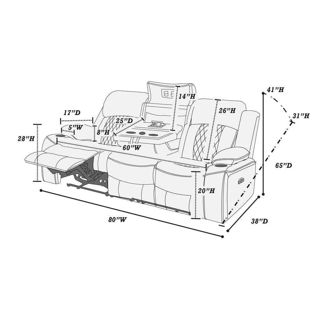 Power Reclining Living Room Set with Adjustable Headrests & USB – Brown or Gray