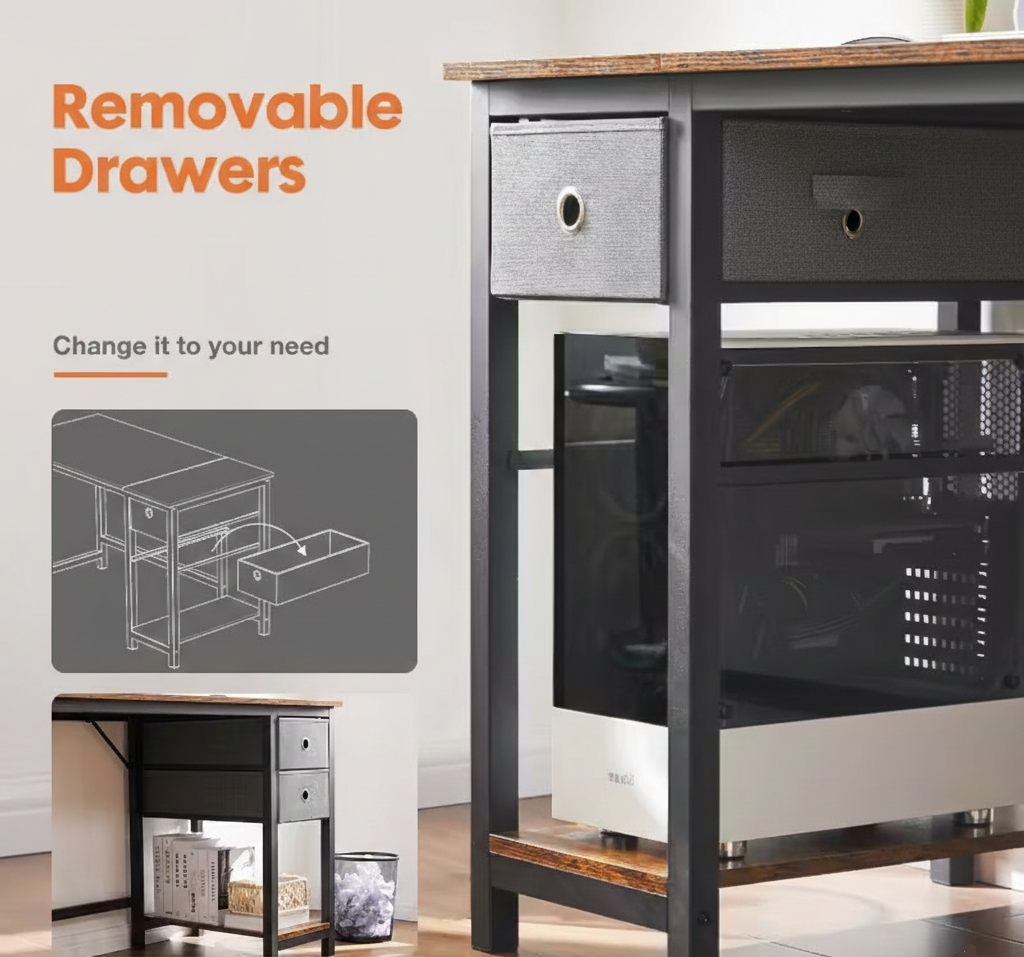 Modern Computer Desk with Storage Drawers