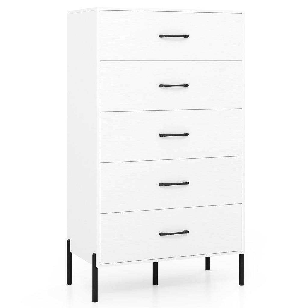 Modern 5-Drawer Tall Chest – White