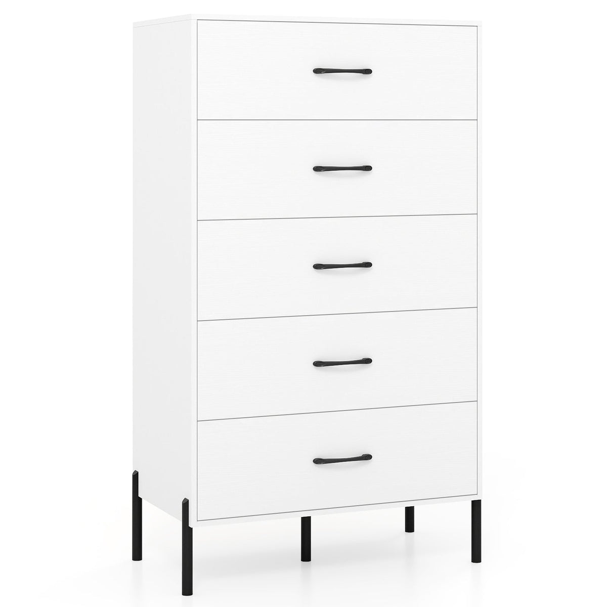 Modern 5-Drawer Tall Chest – White