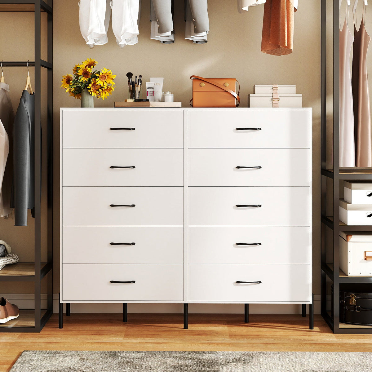 Modern 5-Drawer Tall Chest – White