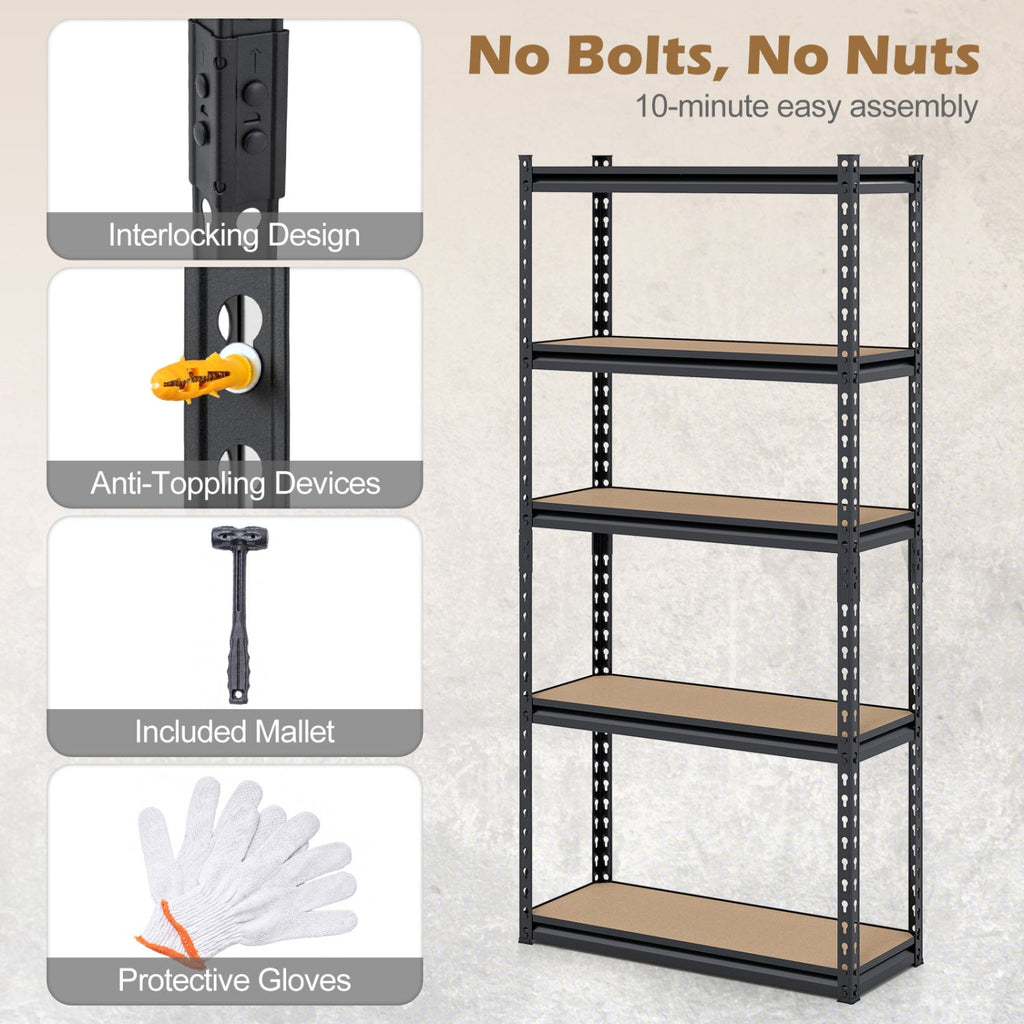 5-Tier Heavy-Duty Garage Shelving Unit – 2,200 lb Capacity