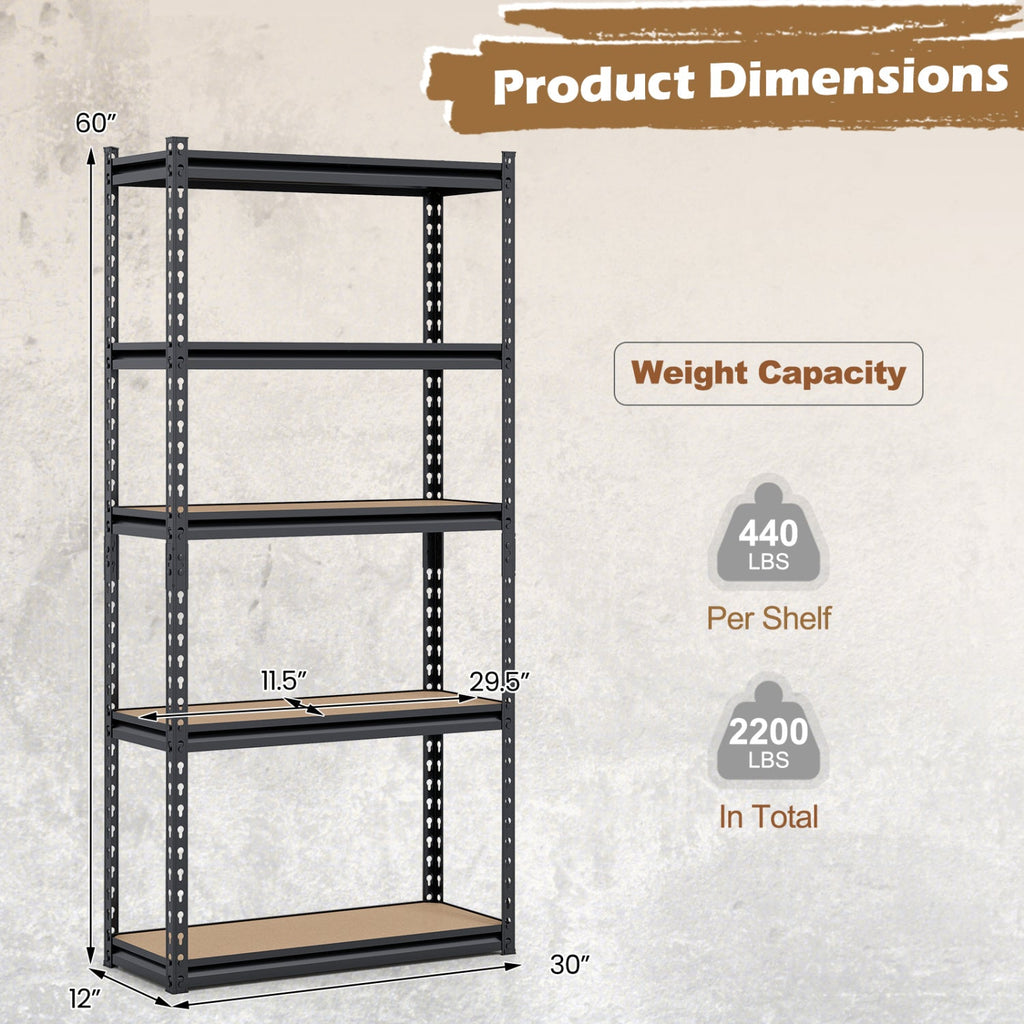 5-Tier Heavy-Duty Garage Shelving Unit – 2,200 lb Capacity
