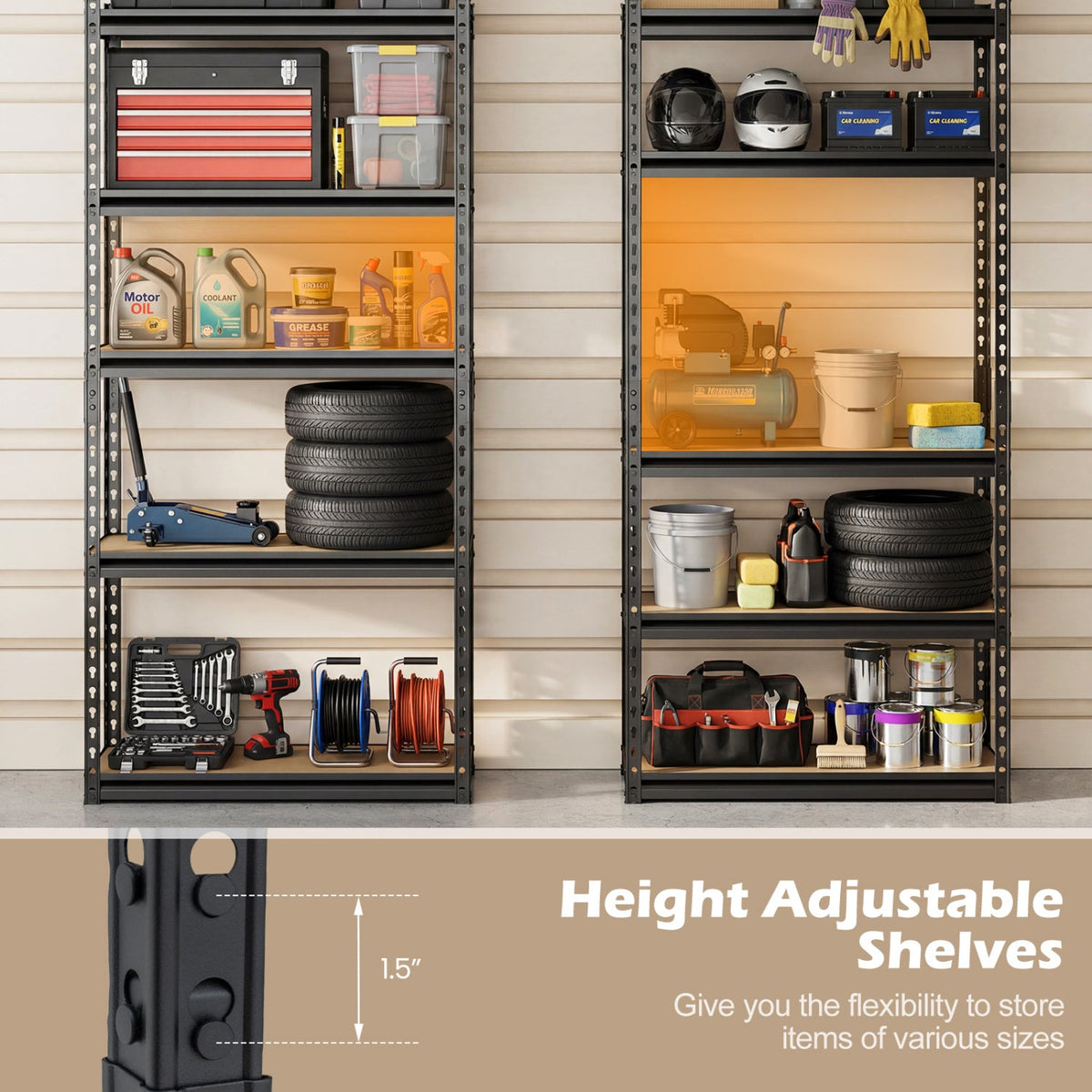 5-Tier Heavy-Duty Garage Shelving Unit – 2,200 lb Capacity