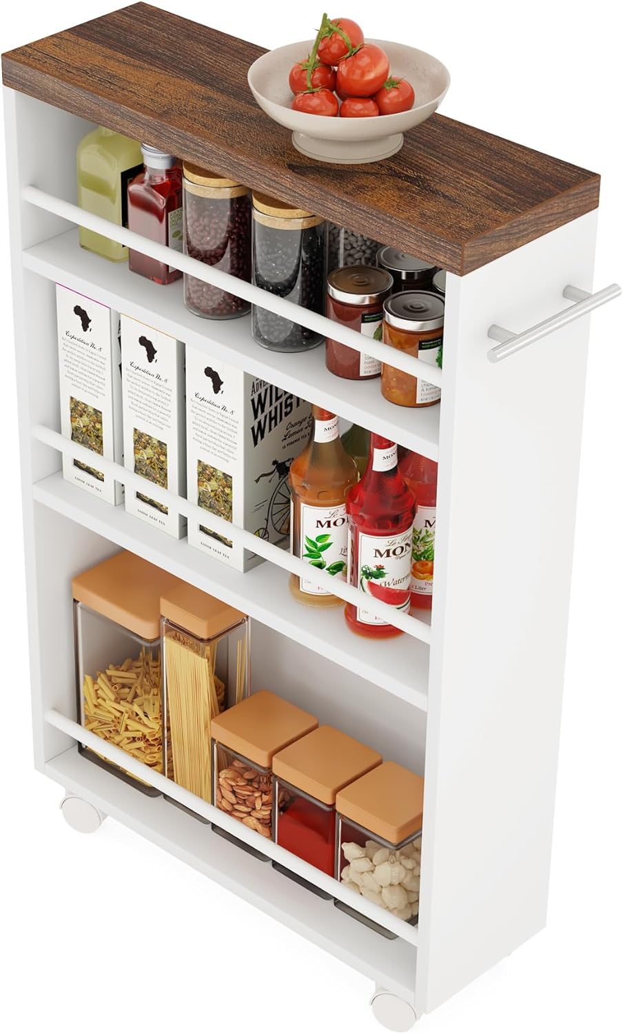 Slim 4-Tier Rolling Kitchen Storage Cart