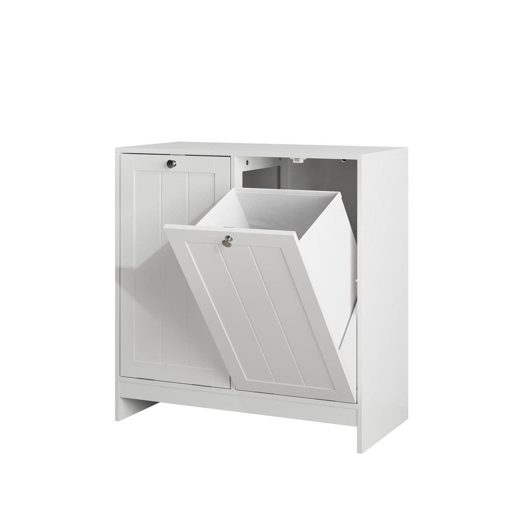 White Tilt-Out Laundry Hamper Cabinet