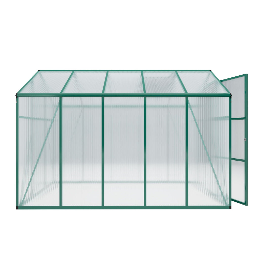 Walk-In Polycarbonate Greenhouse with Raised Base – Green