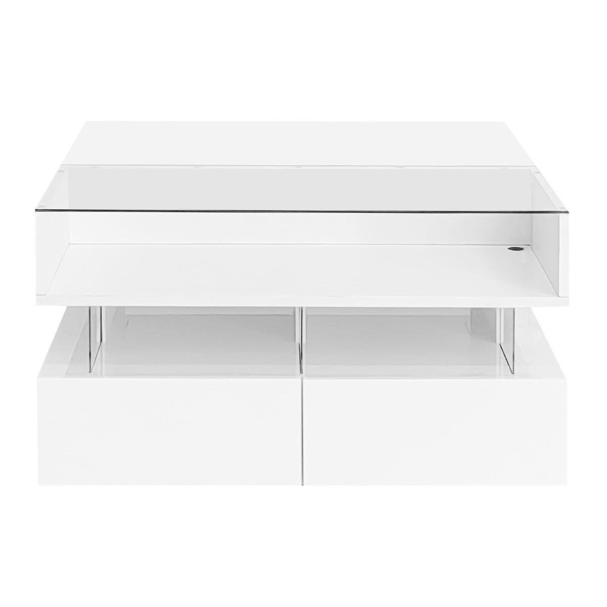 Lift-Top Coffee Table with LED Lighting & Hidden Storage – White