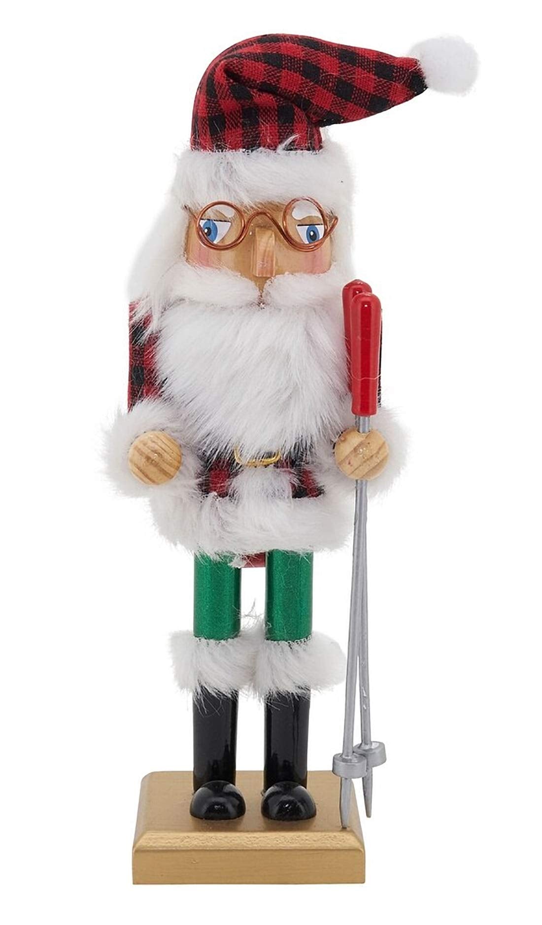 Fennco Styles Handmade Wood Creative Christmas Figurine - Multicolor Buffalo Plaid Nutcracker for Christmas Décor, Holiday, Home, Tabletop and Kids Room Decorations
