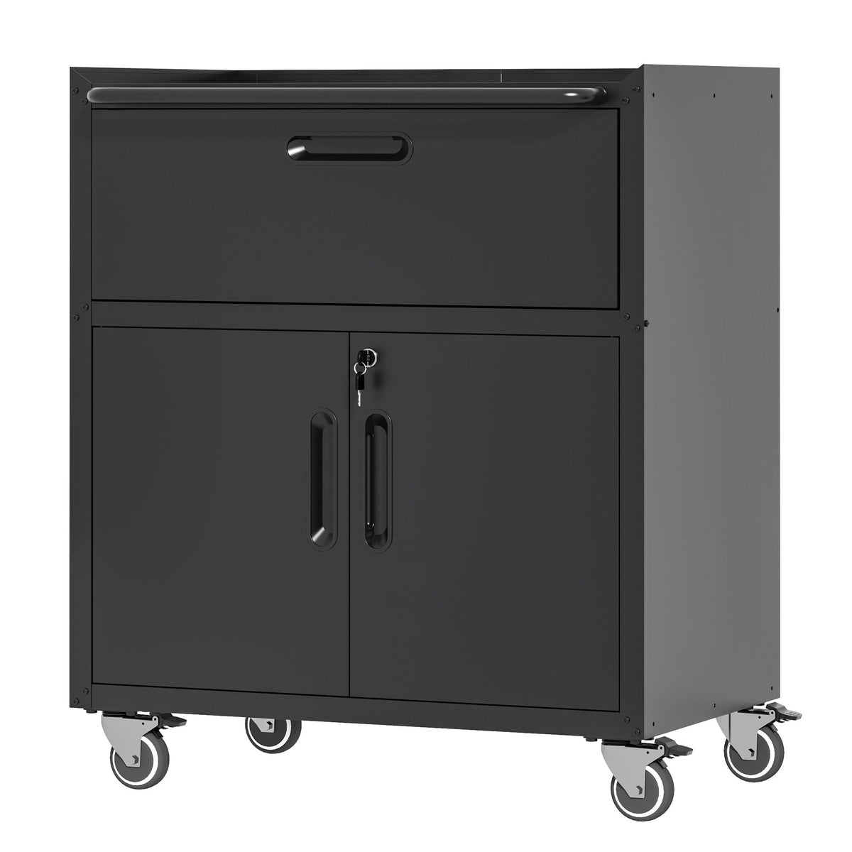 Mobile Metal Tool Cabinet with Locking Doors