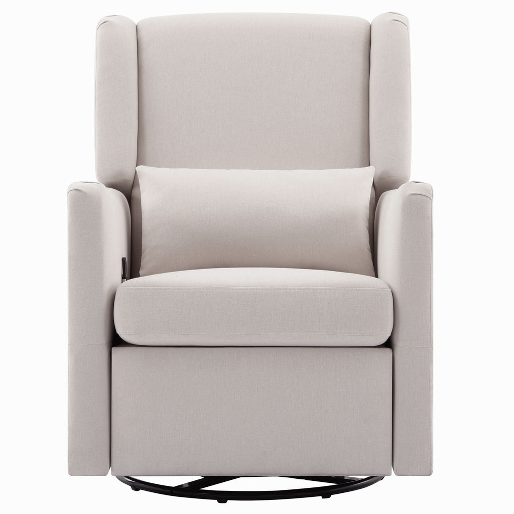 Wide Wingback 360° Swivel Glider Rocker Recliner – Dark Green or Beige
