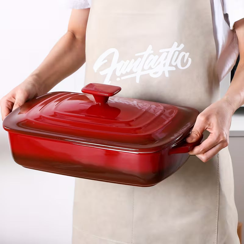 4-Qt Ceramic Casserole Dish with Lid