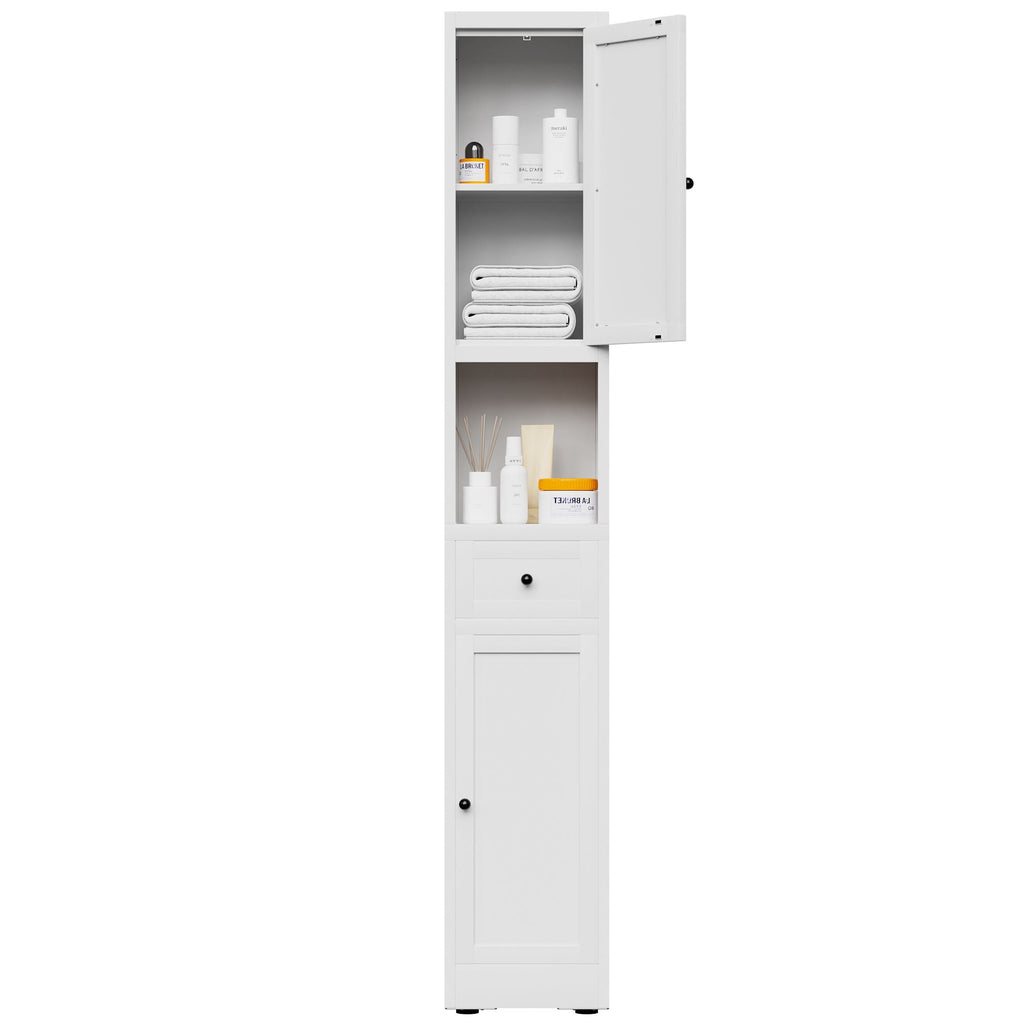 Tall Narrow 5-Tier Bathroom Storage Cabinet – White