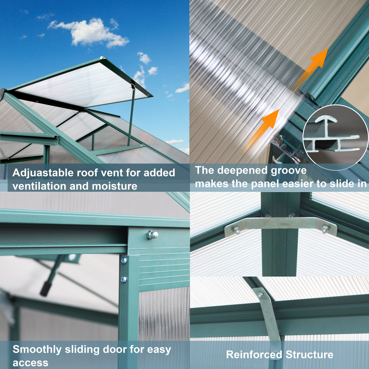 6' x 8' Heavy-Duty Polycarbonate Walk-In Greenhouse