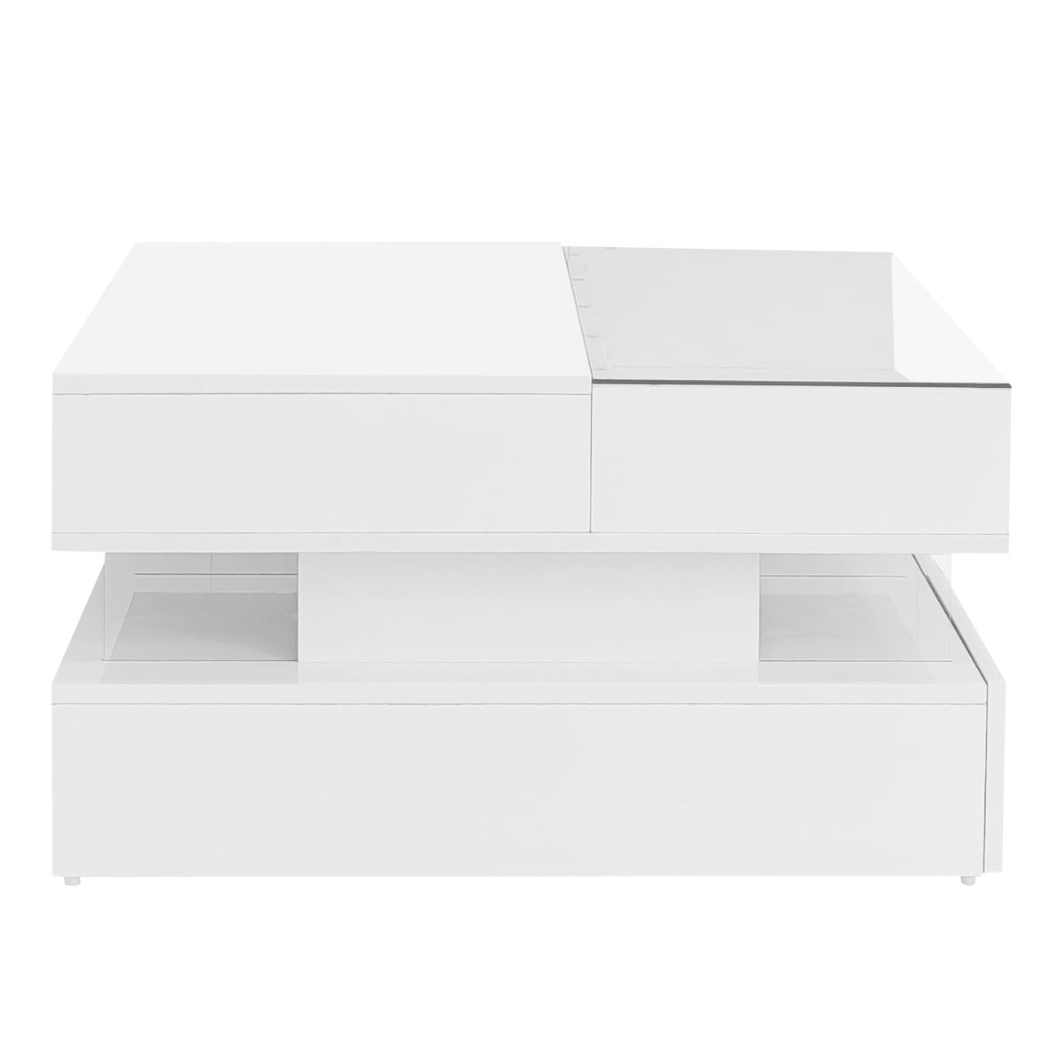 Lift-Top Coffee Table with LED Lighting & Hidden Storage – White