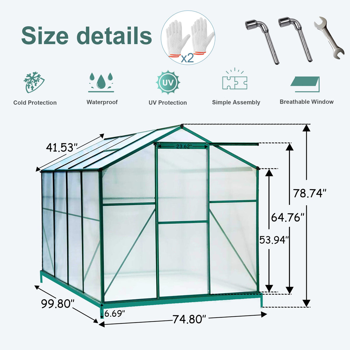 6' x 8' Heavy-Duty Polycarbonate Walk-In Greenhouse
