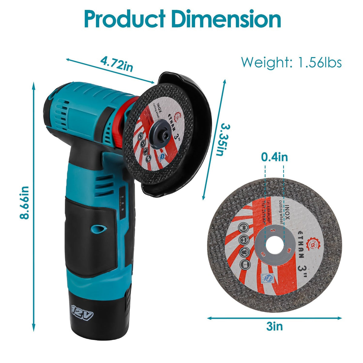 12V Cordless Mini Angle Grinder Kit