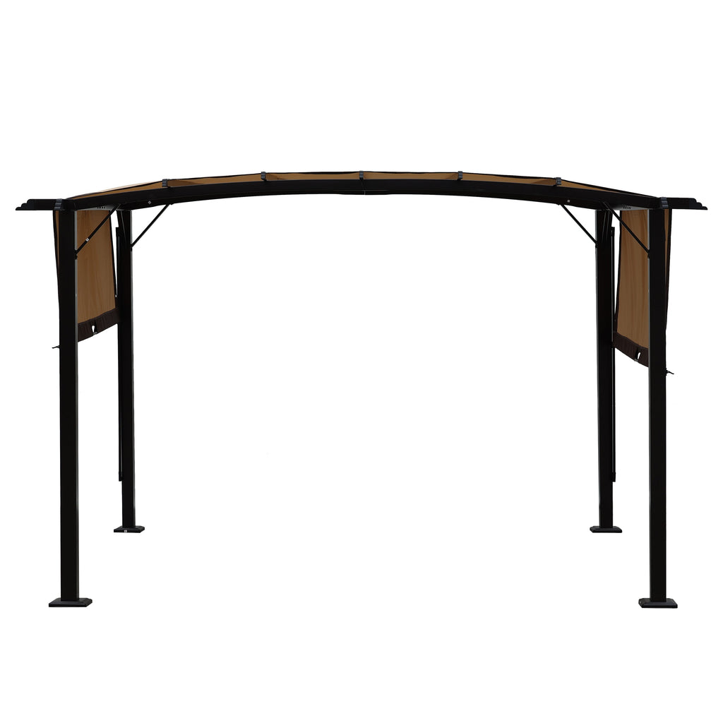 12' x 9' Steel Pergola Gazebo with Retractable Canopy