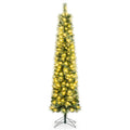 6/7/8 FT Pre-Lit Pencil Artificial Christmas Tree with 120/150/200 LED Warm White Lights and 8 Modes