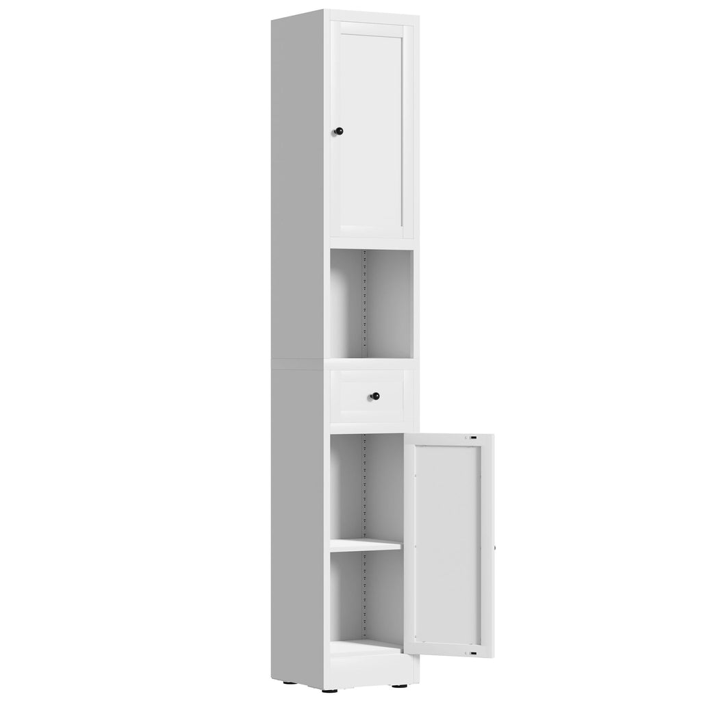 Tall Narrow 5-Tier Bathroom Storage Cabinet – White