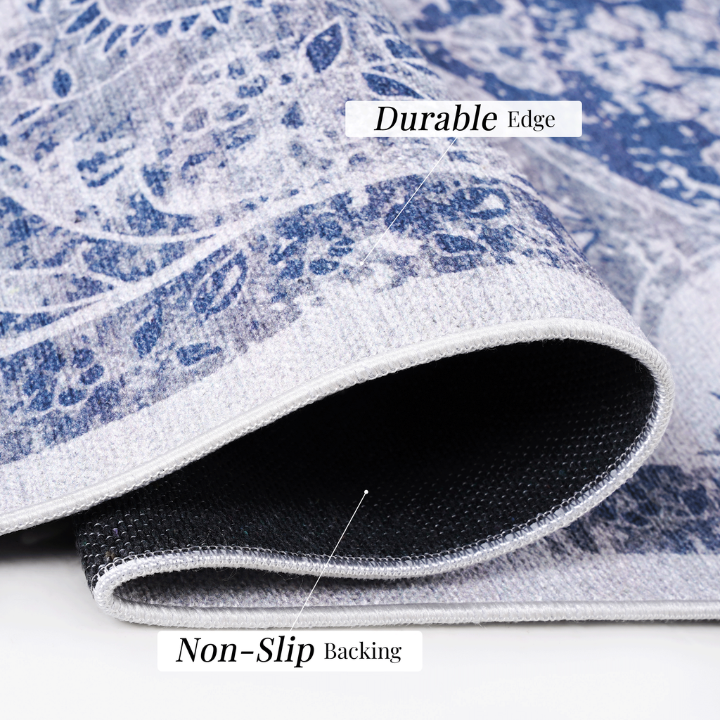 LOOM & LUXE Blue Washable Area Rug – 5x8