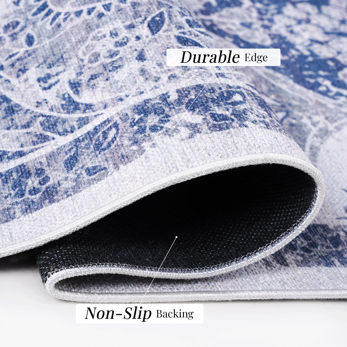 LOOM & LUXE Blue Washable Area Rug – 5x8
