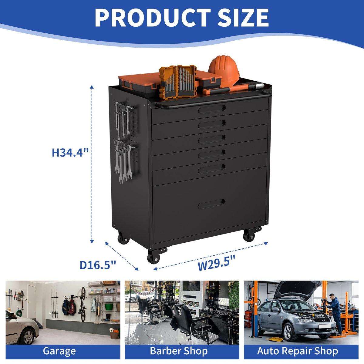 Heavy-Duty Rolling Tool Cabinet with Lockable Doors