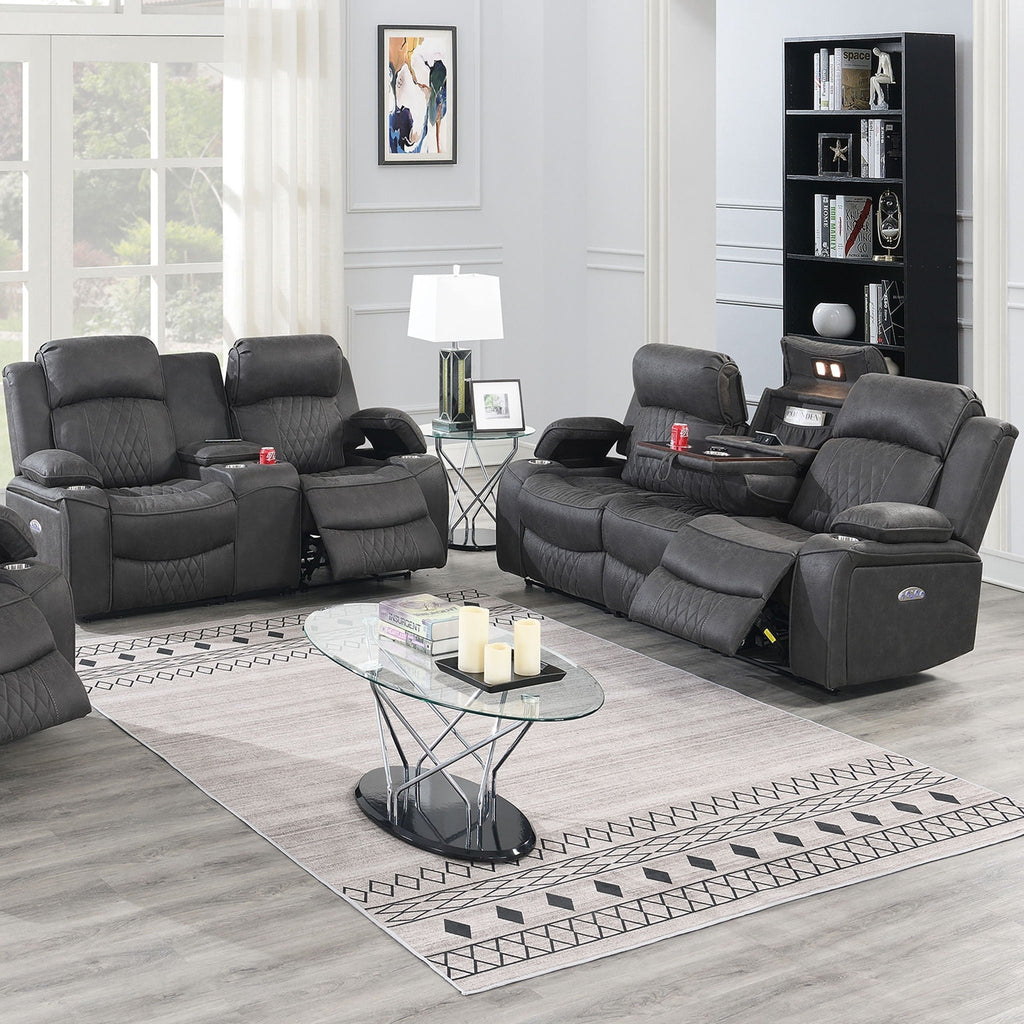 Power Reclining Living Room Set with Adjustable Headrests & USB – Brown or Gray