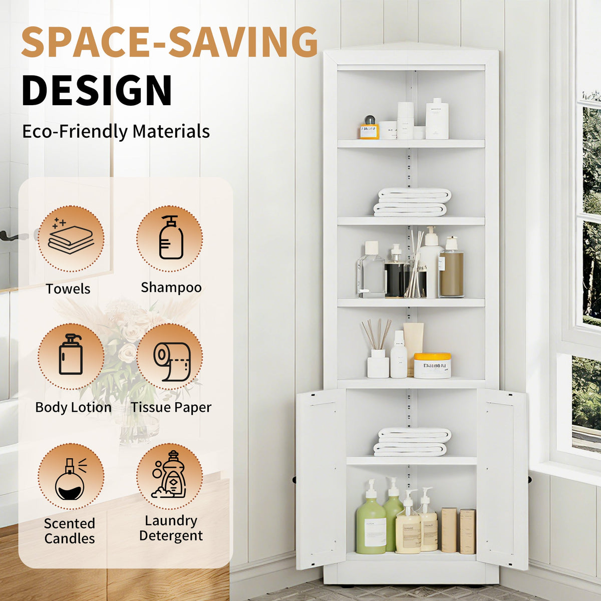 71-Inch Tall Corner Storage Cabinet