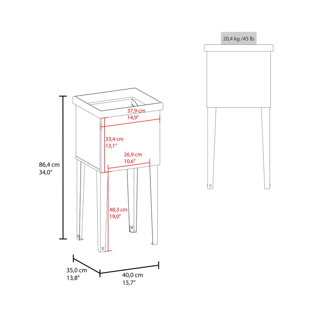 White Freestanding Laundry Utility Sink with Storage Cabinet