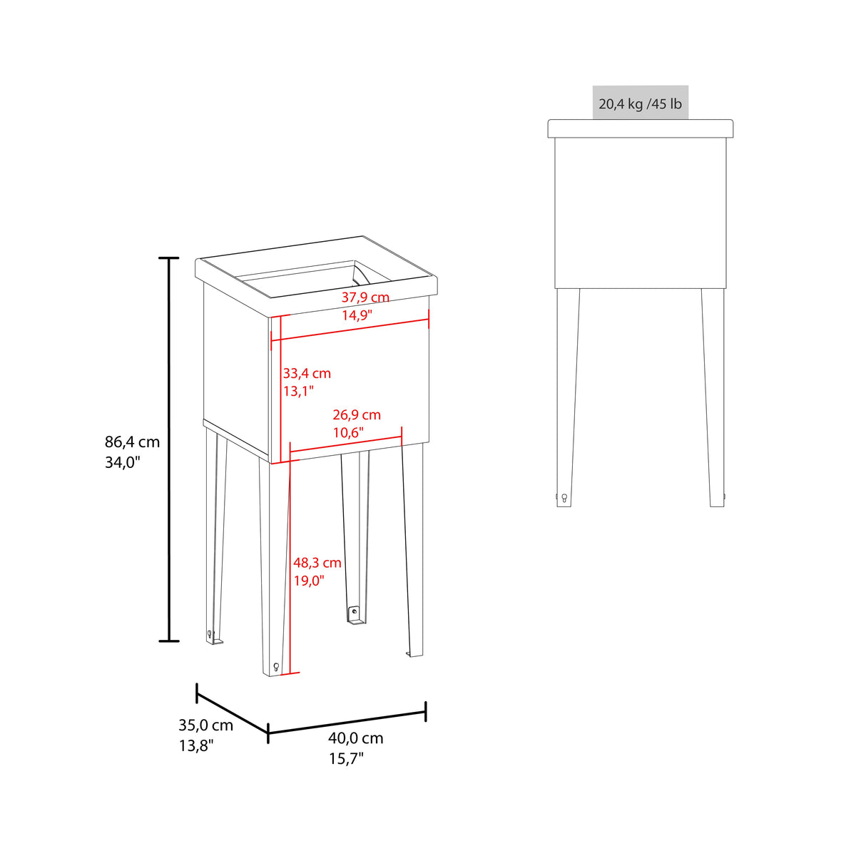 White Freestanding Laundry Utility Sink with Storage Cabinet