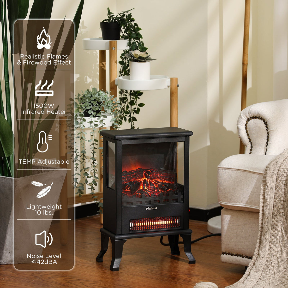 TURBRO TS17Q Electric Fireplace Stove Heater