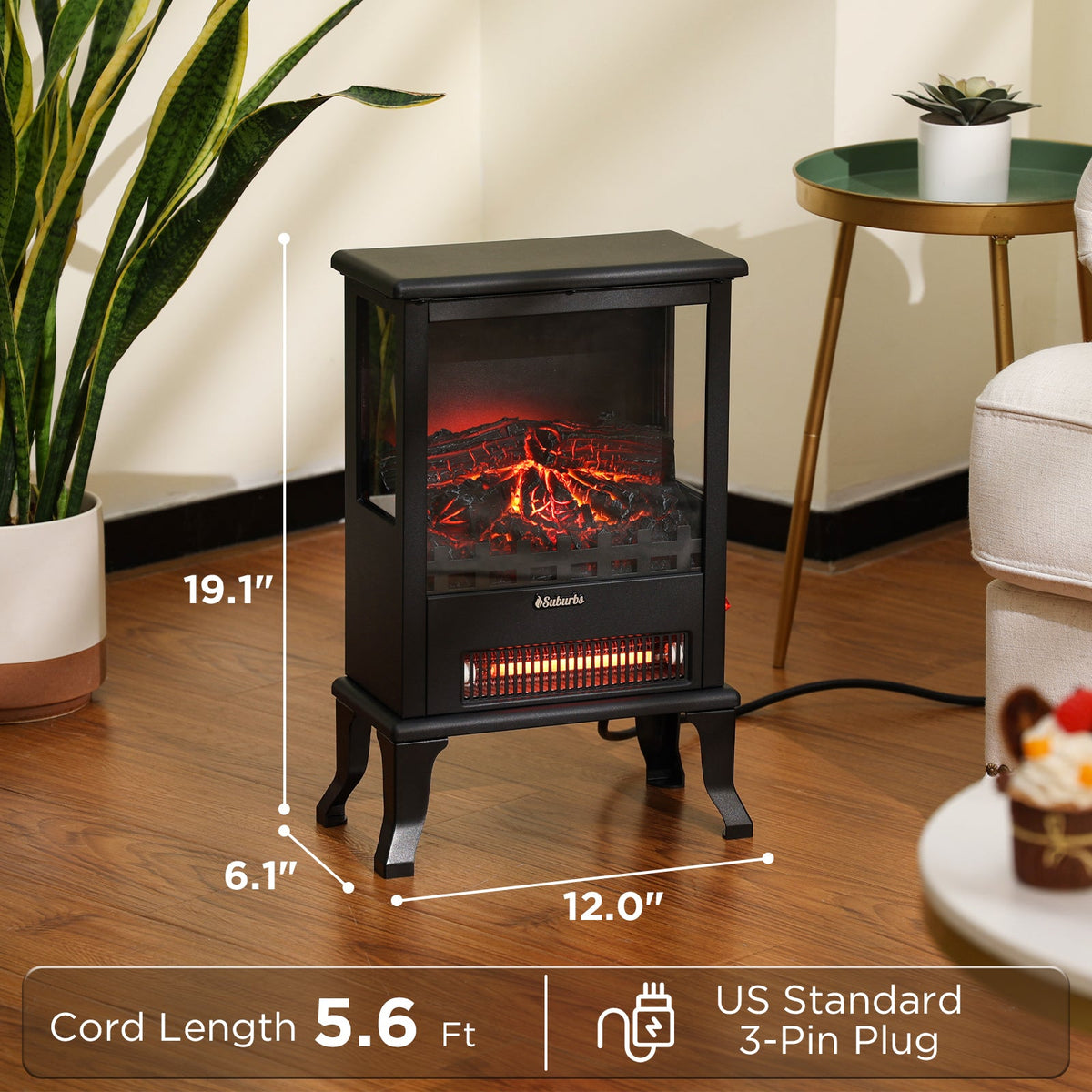 TURBRO TS17Q Electric Fireplace Stove Heater