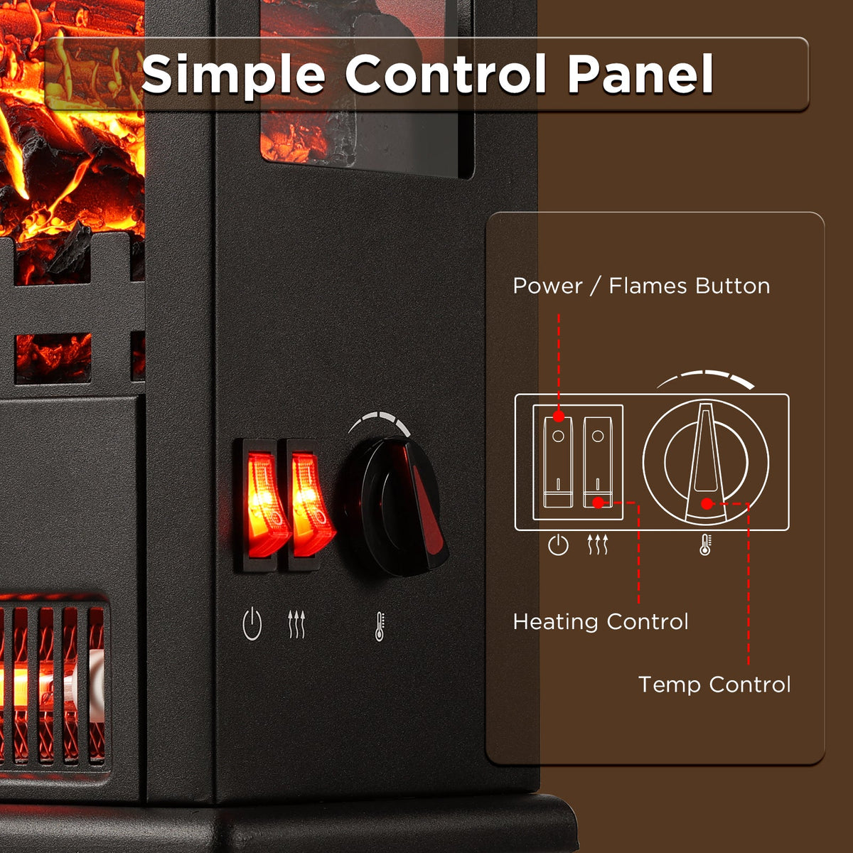 TURBRO TS17Q Electric Fireplace Stove Heater