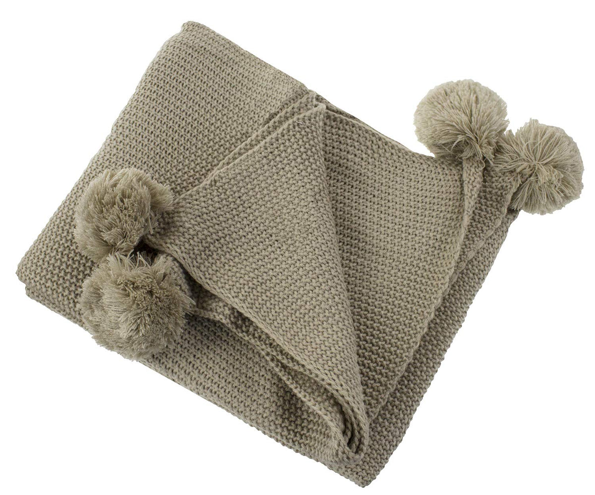 Chunky Knit Pom Throw Blanket