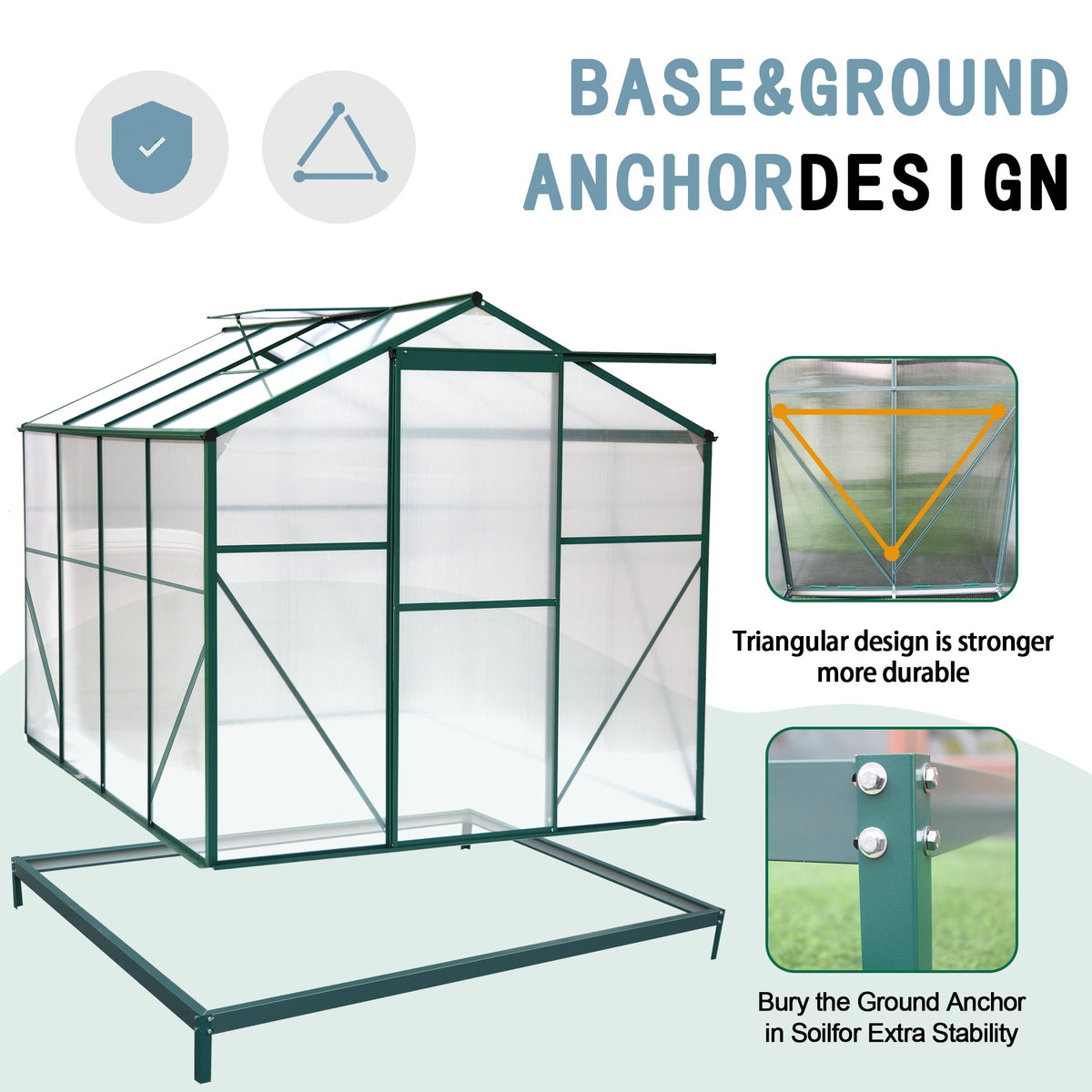 6' x 8' Heavy-Duty Polycarbonate Walk-In Greenhouse