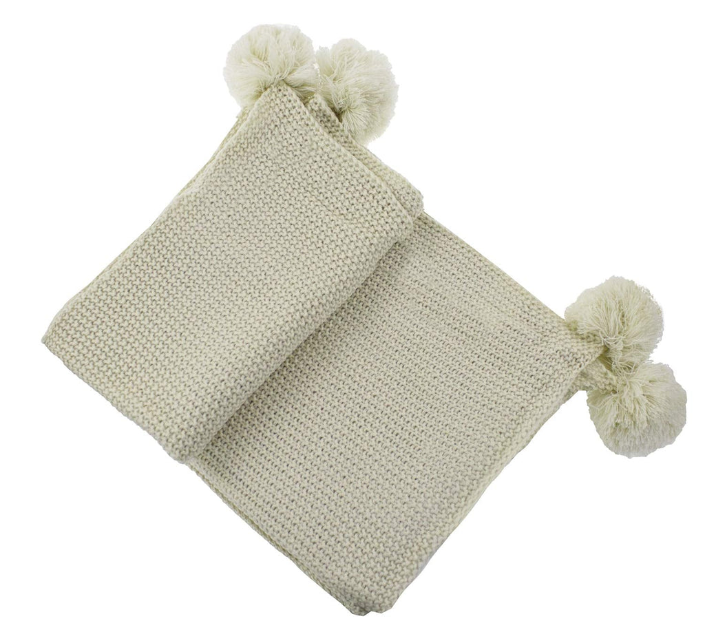 Chunky Knit Pom Throw Blanket