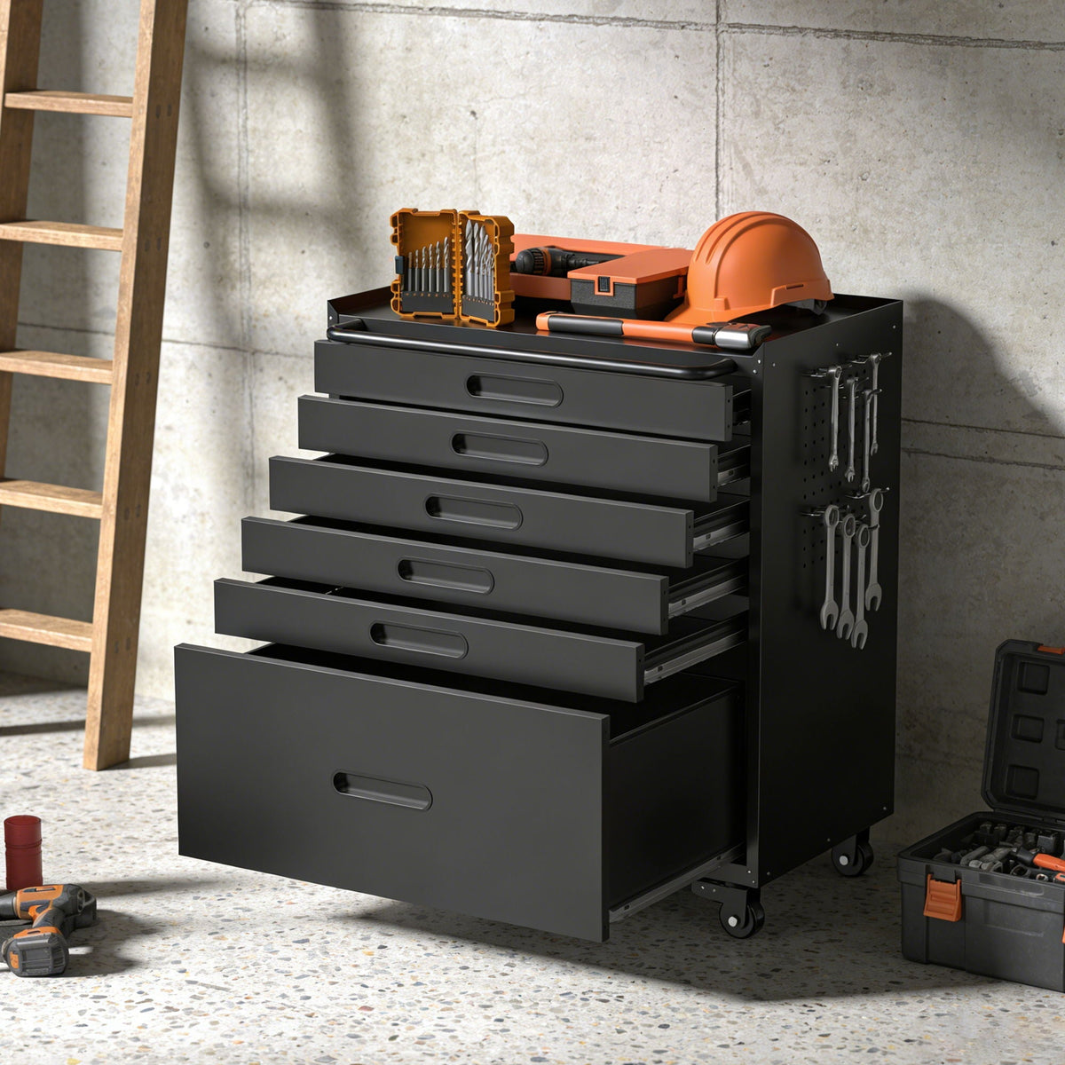 Heavy-Duty Rolling Tool Cabinet with Lockable Doors