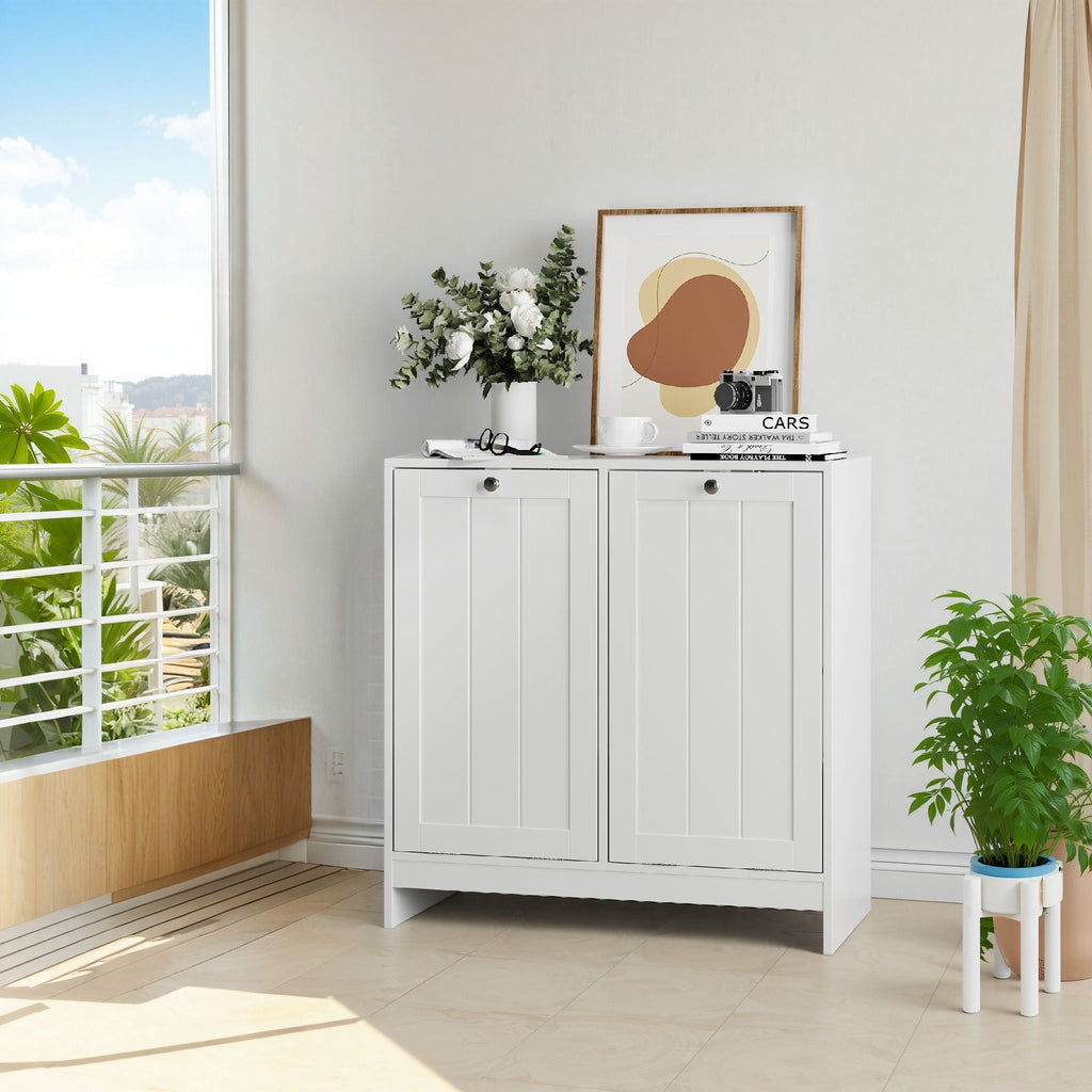 White Tilt-Out Laundry Hamper Cabinet
