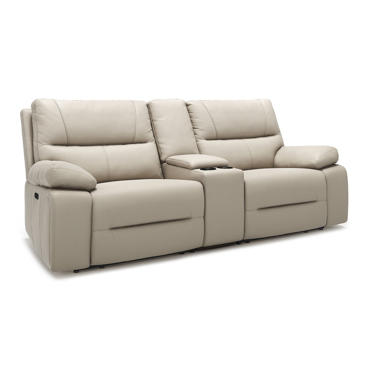 2-Seat Power Reclining Loveseat with Console & Cup Holders – Cream Taupe
