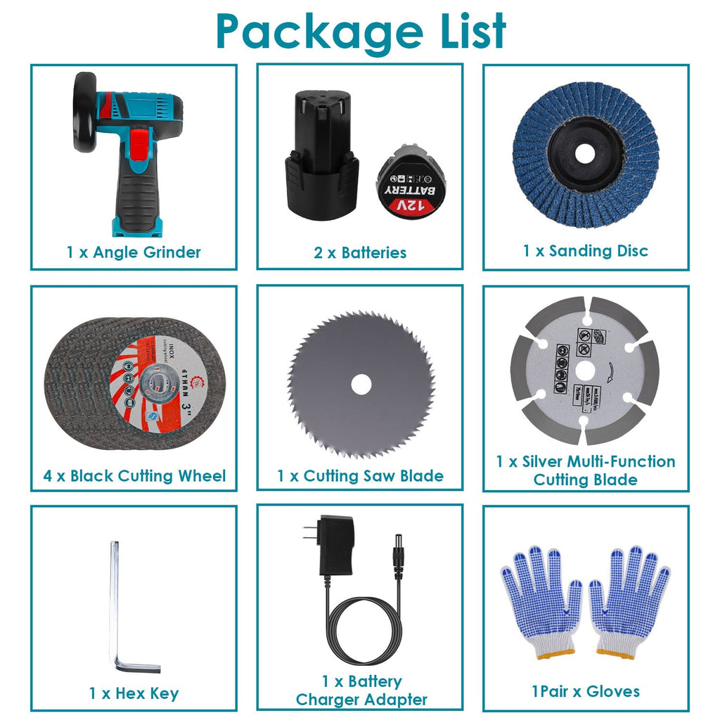12V Cordless Mini Angle Grinder Kit